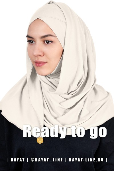 Хиджаб READY-TO-GO шик1(с чалмой) безе,с монистой