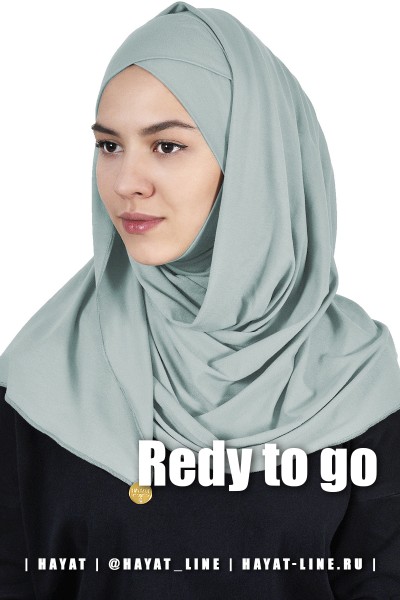 Хиджаб READY-TO-GO шик1(с чалмой) фисташка, с монистой